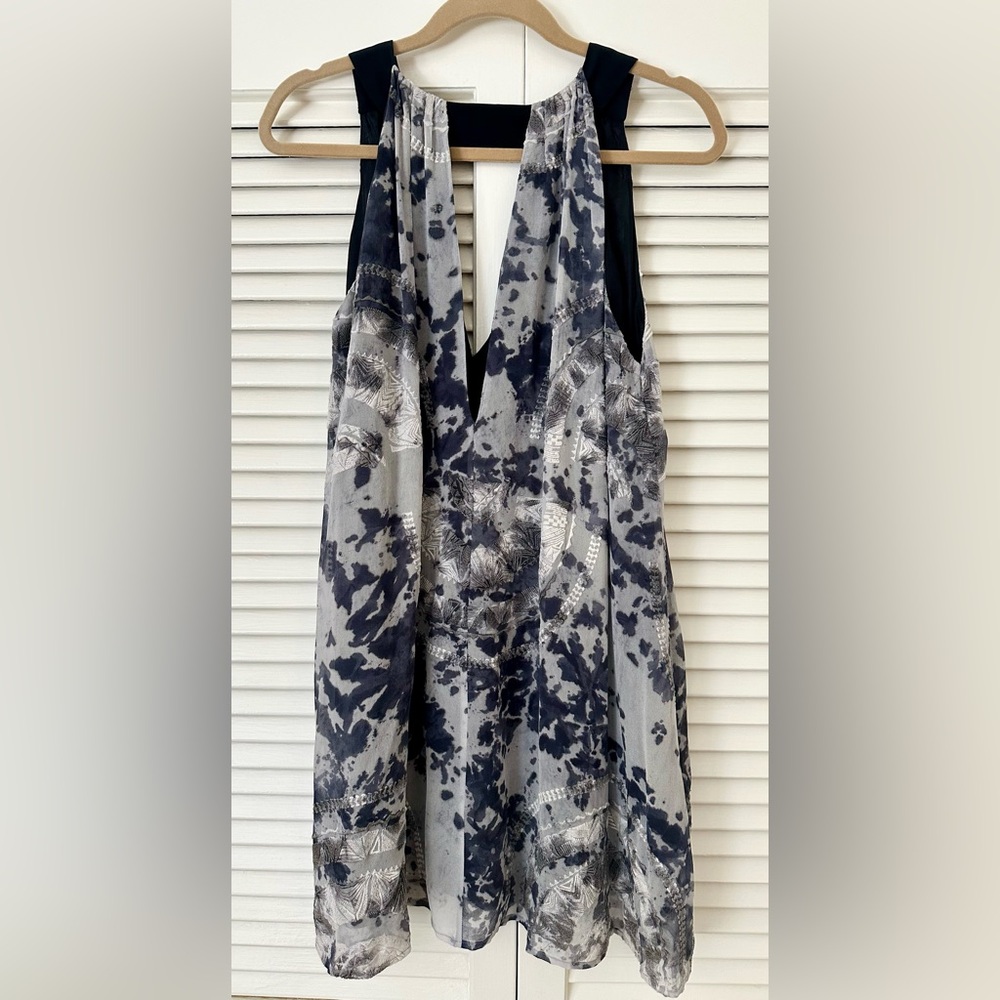 Cynthia Vincent Black & Grey Tie Dye Sleeveless Dress